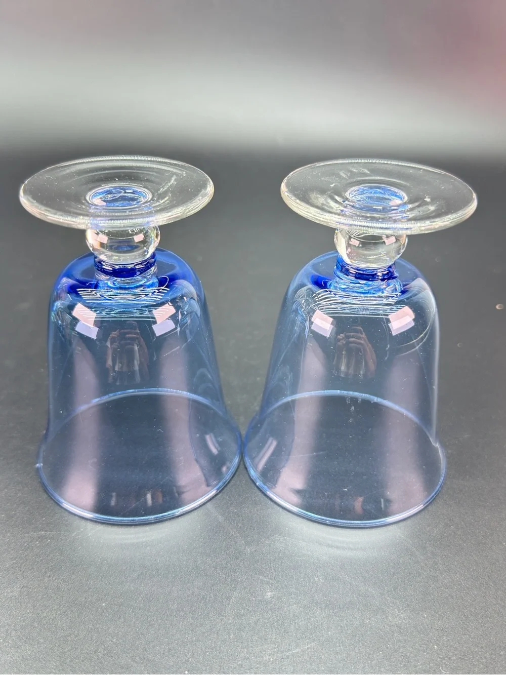 Handblown Cobalt Blue Glass Tumbler Pair